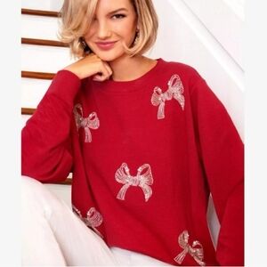 Lilly Pulitzer Ballad Bow Sweatshirt Red - L